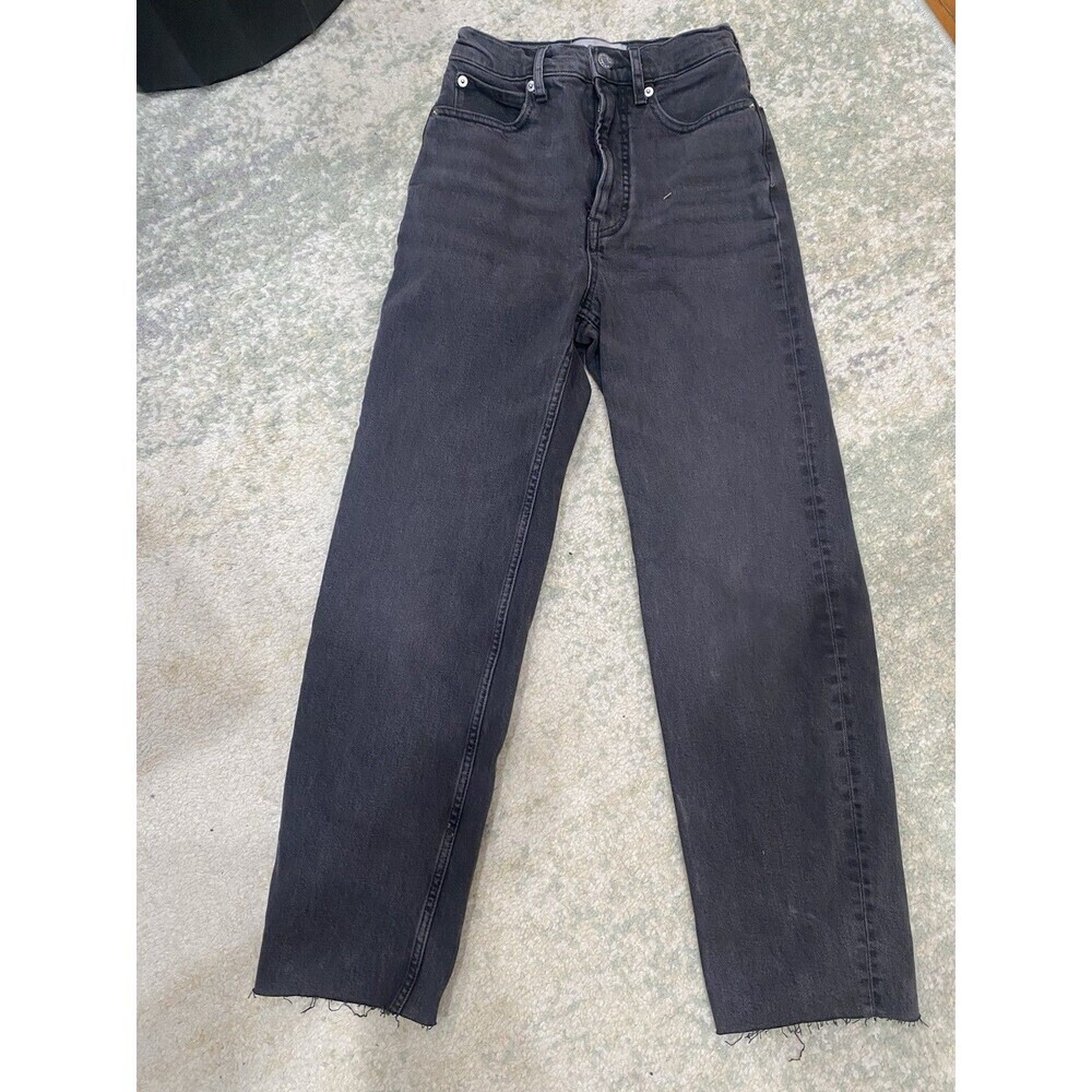 Everlane Womens Size 23 Long The Way-High Jeans Black Organic Cotton Blend Denim